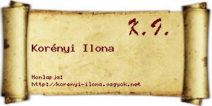 Korényi Ilona névjegykártya